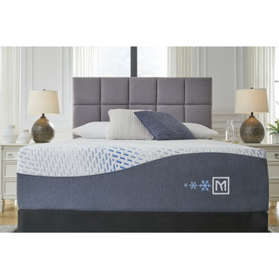 14 Inch Queen Gel Memory Foam Mattress, Stretch Knit Cover, White, Gray by Alwyn Home