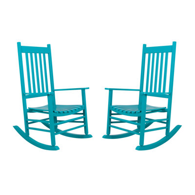 Outdoor Emjay Solid Wood Rocking Chair (Set of 2) by Red Barrel Studio