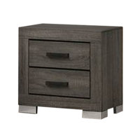 Semih 22 Inch Wood Nightstand With 2 Drawers, Metal Bar Handles, Dark Gray by Latitude Run