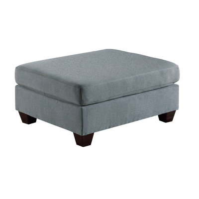 Avaeah Living Room Furniture Cocktail Ottoman Linen Like Fabric 1pc Plush Ottoman Wooden Legs by Wade Logan