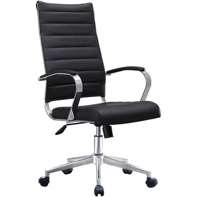 Hyndman Mid Century Modern Contemporary Tall Home Ergonomic Executive Conference Swivel  Office Chair With Arms Wheels Padded Arms And Seats by Ivy Bronx