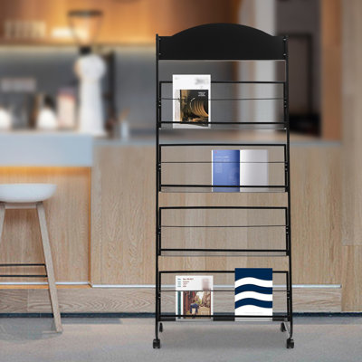 Hillsville  4-Tier Metal Free Standing Magazine Rack by Inbox Zero