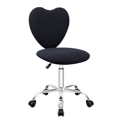Makinna Heart 360 Degrees Vanity Chair with Adjustable Height, Armless Swivel Wheelbase Chair with Cushion by Mercer41