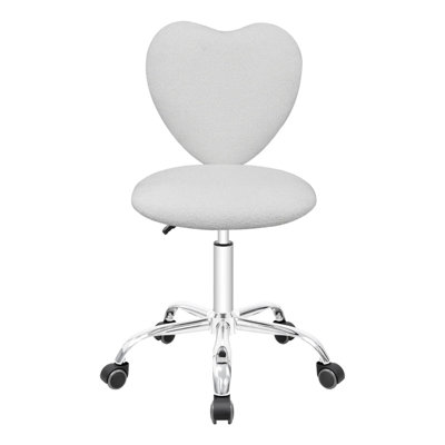 Makinna Heart 360 Degrees Vanity Chair with Adjustable Height, Armless Swivel Wheelbase Chair with Cushion