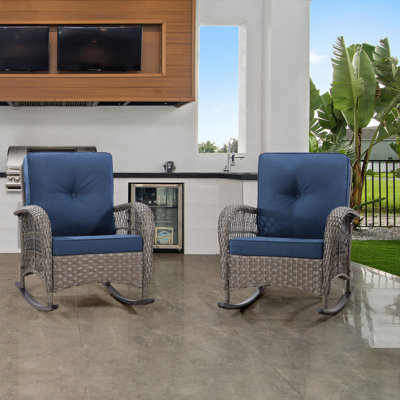 Flecia Wicker Outdoor Rocking Chair by Red Barrel Studio