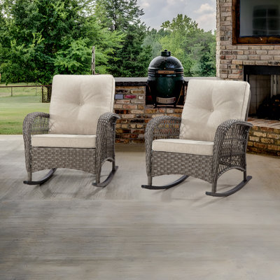 Flecia Wicker Outdoor Rocking Chair by Red Barrel Studio