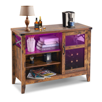 Industrial Design Wine Cabinet with Storage Wine Rack, 6 color LED Lights