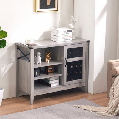Industrial Design Wine Cabinet with Storage Wine Rack, 6 color LED Lights by August Grove