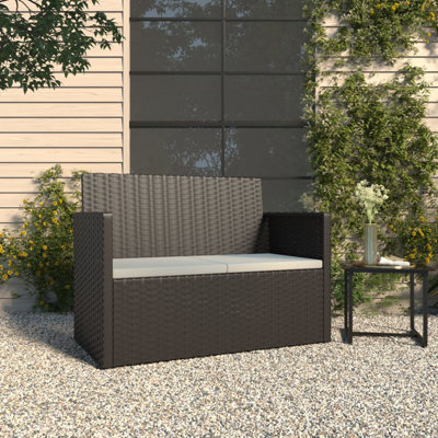 Patio Bench with Cushions 41.3" Poly Rattan by Latitude Run