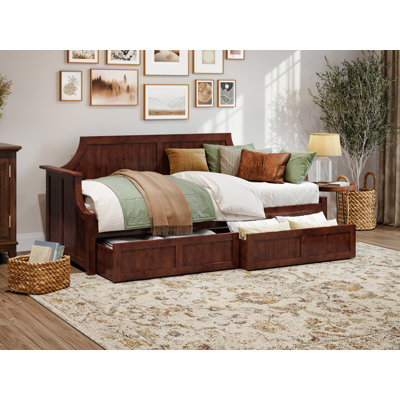 Antavious Coastal Cottage Solid Wood Twin Daybed with Storage Drawers by Lark Manor