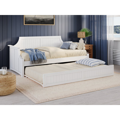 Antavious Coastal Cottage Solid Wood Twin Daybed with Twin Trundle by Lark Manor