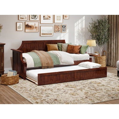 Antavious Coastal Cottage Solid Wood Twin Daybed with Twin Trundle by Lark Manor