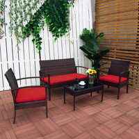 Exmore 4 Pieces Rattan Seating Group with Cushions