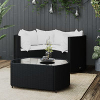 Lisvette Patio Furniture Set 4 Piece Modern Lounge Set with Cushions Poly Rattan by Ebern Designs