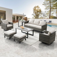 Cadi Polyethylene (PE) Wicker 7 - Person Seating Group with Cushions by Wade Logan