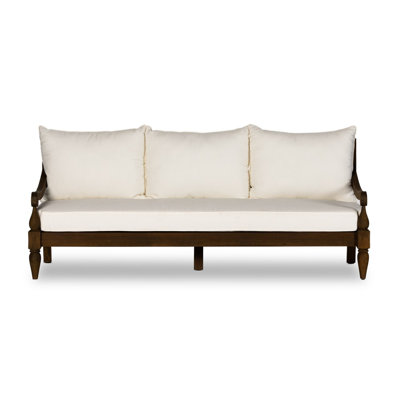 Othinkar 86" Wide Outdoor Teak Patio Sofa with Cushions