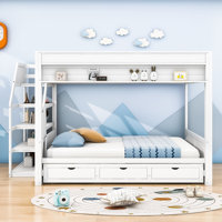 Harsirat Full Over Full 3 Drawer Futon Bunk Bed with Built-in-Desk by Harriet Bee