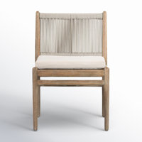 Baltzer Eucalyptus Outdoor Dining Side Chair with Cushion by AllModern