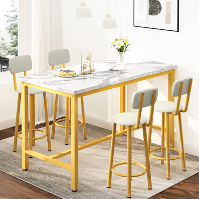 Enchantyd 5 Piece Kitchen & Dining Room Set with 4 Stools by 17 Stories