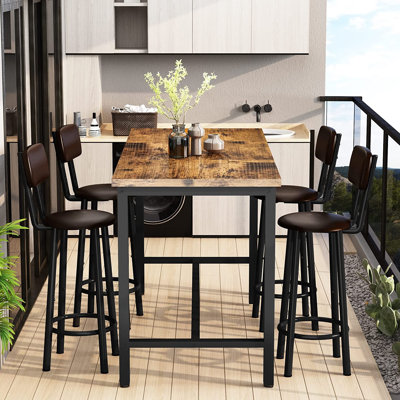 Enchantyd 5 Piece Kitchen & Dining Room Set with 4 Stools by 17 Stories