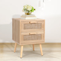 Spurlin Rattan Nightstand With 2 Storage Drawers by Bay Isle Home