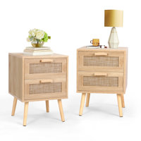 Spurlin Rattan Nightstand With 2 Storage Drawers by Bay Isle Home