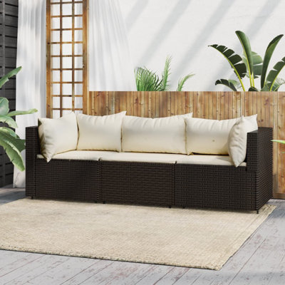 Kalliyah Outdoor Wicker Patio Sofa with Cushions by Ebern Designs