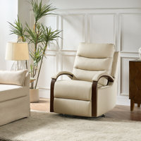 Azilda 29" Wide Genuine Leather Manual Swivel Rocking Standard Recliner by Wade Logan
