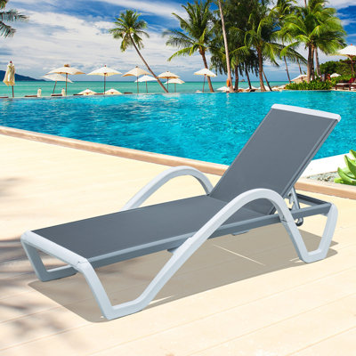 Durnin Outdoor Chaise Lounge Polypropylene Chair with Adjustable Backrest by Wrought Studio