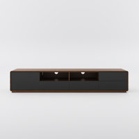 Dawnee Modern Wood TV Stand Media Console 4 Drawers Open Storage Cabinet Walnut Veneer Fully-assembled by Hokku Designs