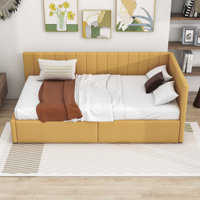 Roya Twin Size Upholstered Daybed with 2 Storage Drawers by Latitude Run