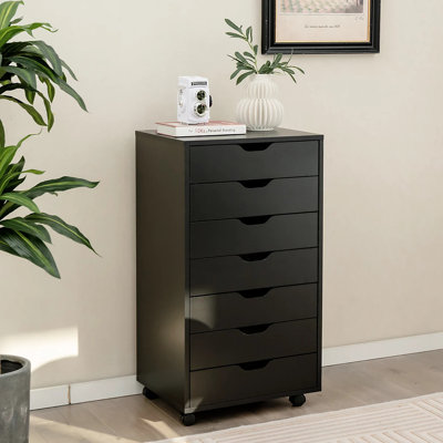 Mitchem Drawer Chest Wood File Cabinet Rolling Storage Dresser with Wheels for Home Office by Trent Austin Design