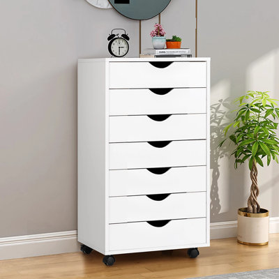 Mitchem Drawer Chest Wood File Cabinet Rolling Storage Dresser with Wheels for Home Office by Trent Austin Design
