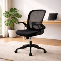 Foldable Mid-Back Mesh Ergonomic Office Chair with Adjustable Arms Space Saving