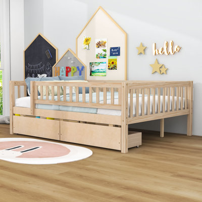 Full Size 2 Drawers Wooden Daybed with Fence by Red Barrel Studio