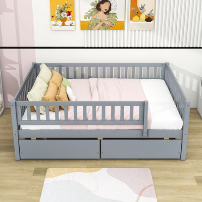 Full Size 2 Drawers Wooden Daybed with Fence by Red Barrel Studio