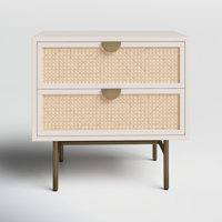 Brooks 2 - Drawer Nightstand in White/Brown/Natural by Joss & Main