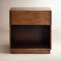 Mullane 1 - Drawer Solid Wood Nightstand in Burnt Fruitwood by Ebern Designs