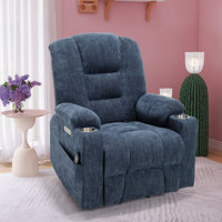 Chemika 34.25"W Chenille Power Liftable Heated Recliner, Remote, USB Port