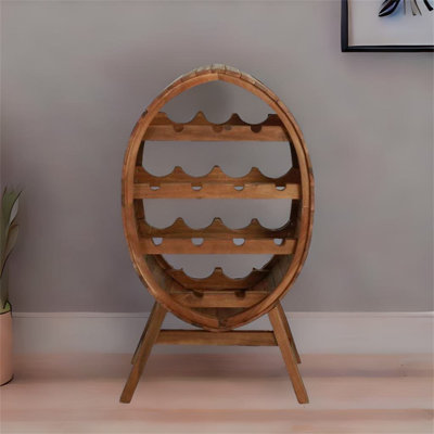 Peral 13 Bottle Solid Wood Floor Wine Bottle Rack in Brown by Loon Peak