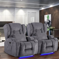 Aguilera Upholstered Power Reclining Home Theater Seat with Cup Holder by Ebern Designs