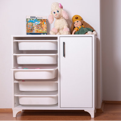 Manufactured Wood Toy Organizer with 5 Bins and Door by Isabelle & Max
