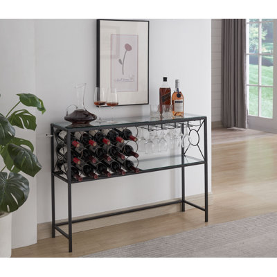 Mirasol 15 Bottle Floor Wine Bottle & Glass Rack