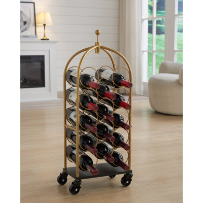 Geneses Luggage Cart Wine Rack, Freestanding Floor Metal Wine Rack, Wine Bottle Holders Stands by House of Hampton