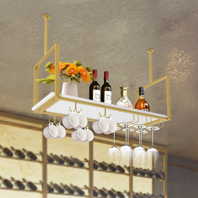 Mayron 9 Bottle Hanging Wine Bottle & Glass Rack by Mercer41