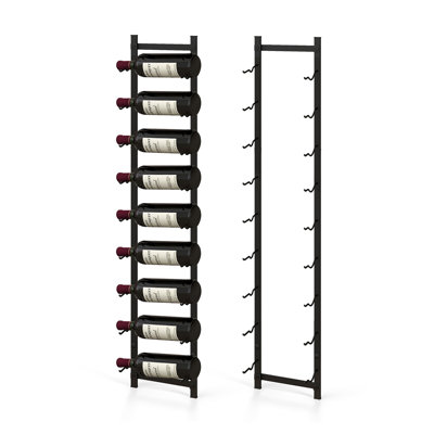 9 Bottle Wall Mounted Wine Bottle Rack in Black by Prep & Savour