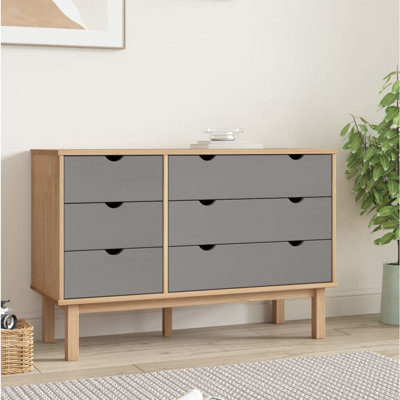VidaXL Cabinet Dresser Drawer Chest Cabinet with Drawers OTTA Solid Wood Pine by George Oliver