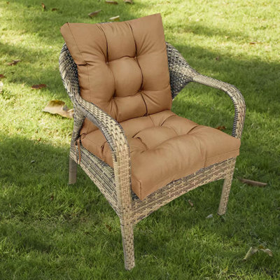 Outdoor Seat/Back Chair Tufted Cushion,All-Weather Patio Chair Cushion With Ties,For Patio Furniture by Bay Isle Home