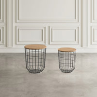 Lavergne Solid Wood Frame Nesting Tables with Storage by 17 Stories