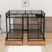 Hico Kids Full Over Twin & Twin 2 Drawers Metal Triple Bunk Bed by Mason & Marbles